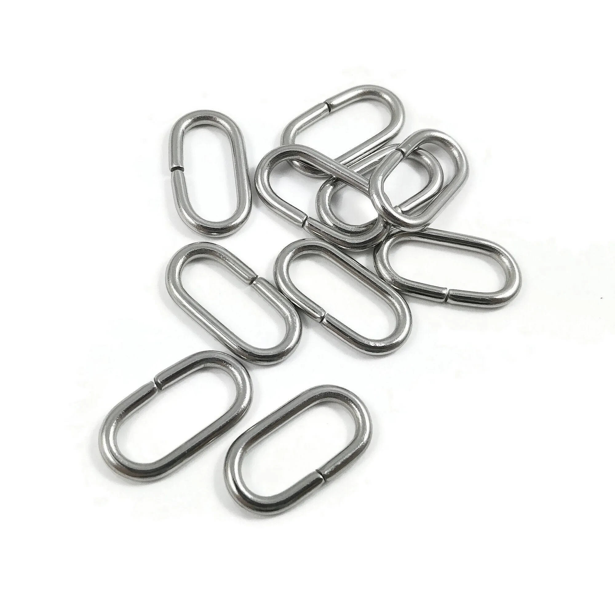 10 Large oval jump rings, stainless steel open jumprings, 12 gauge