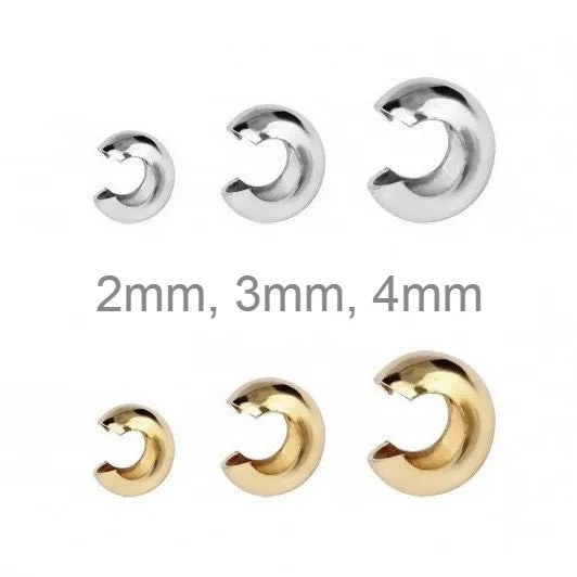 10 Stainless steel crimp cover beads