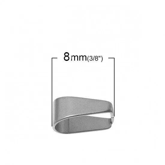 10 Stainless steel pinch bails, Pendant clip on clasps, Gold, Silver