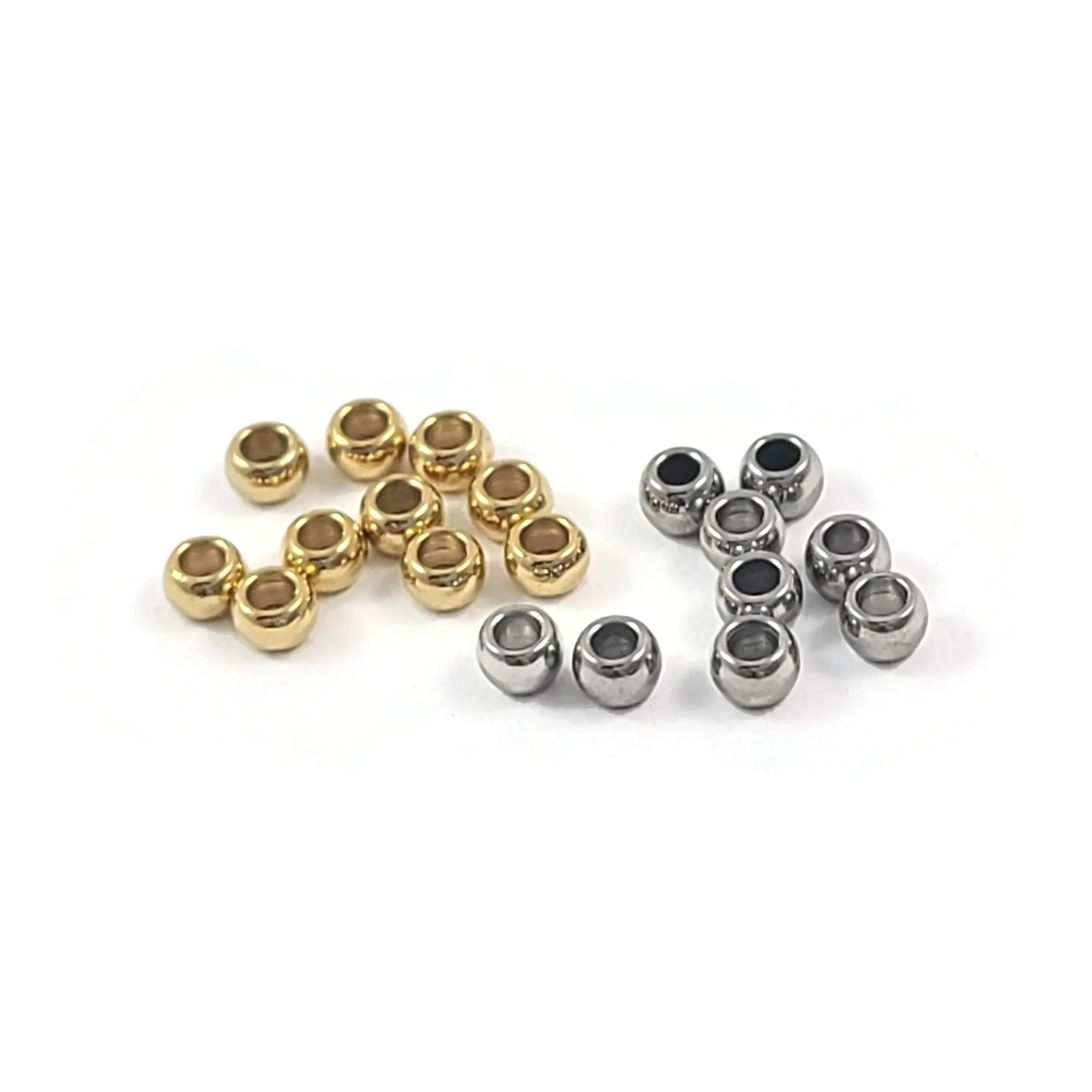 10 Surgical stainless steel crimp beads, Gold silver rondelle