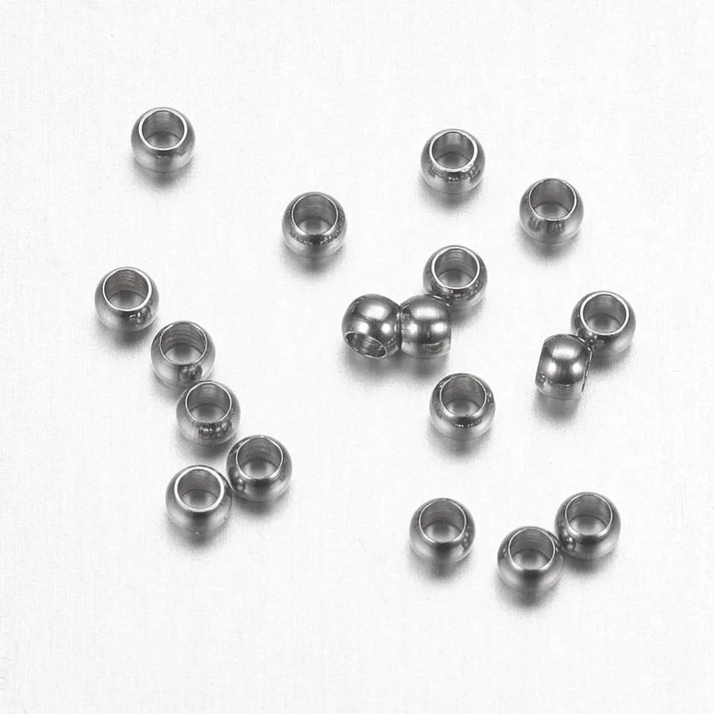 10 Surgical stainless steel crimp beads, Gold silver rondelle