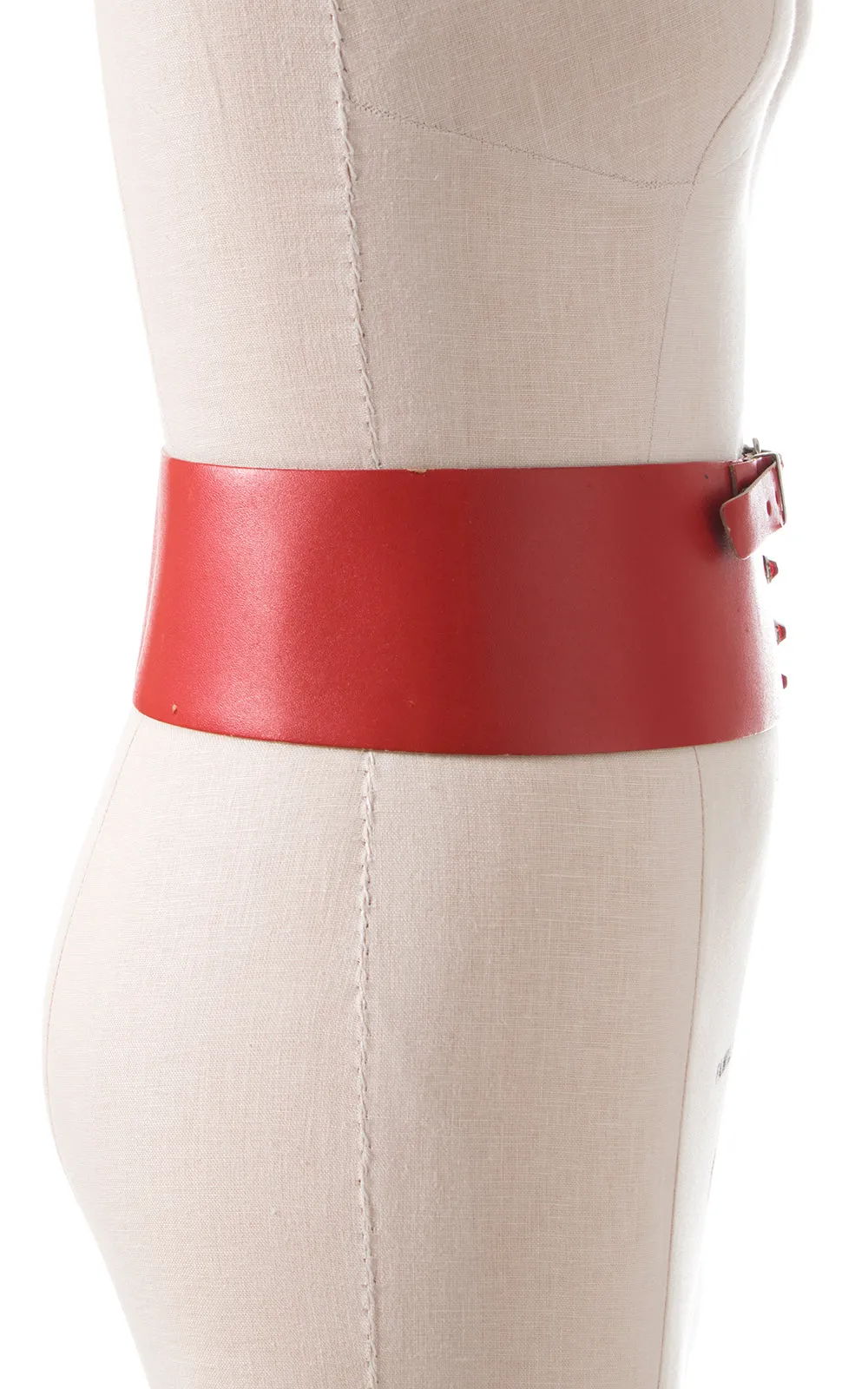 1960s Red Rhinestone Vinyl Extra-Wide Cinch Belt | large/x-large