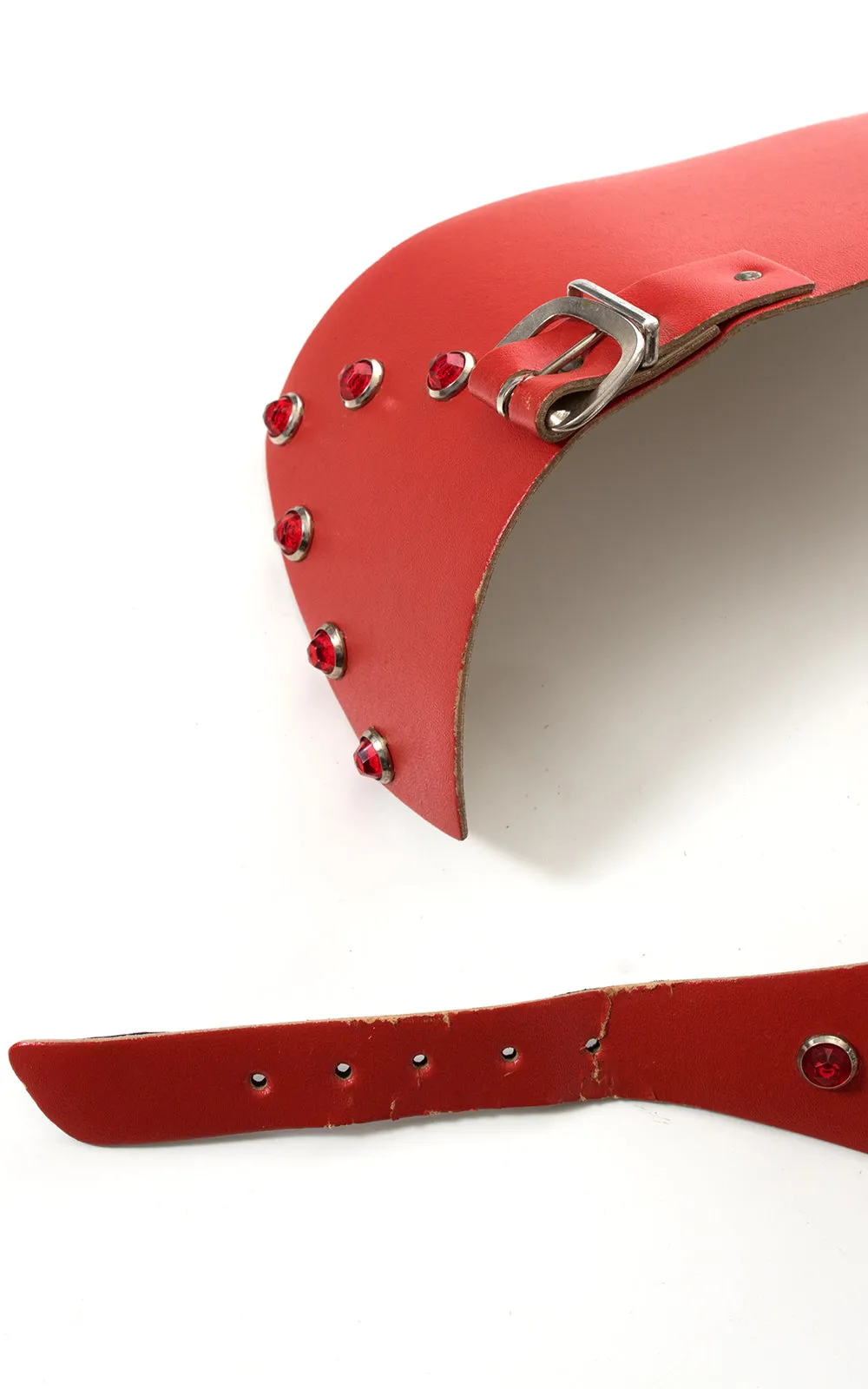 1960s Red Rhinestone Vinyl Extra-Wide Cinch Belt | large/x-large