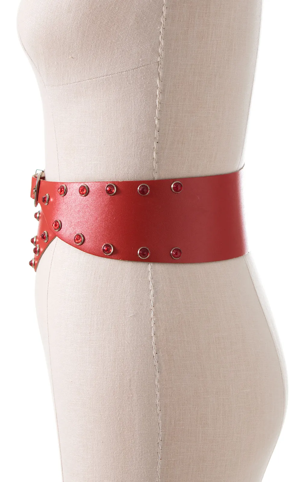 1960s Red Rhinestone Vinyl Extra-Wide Cinch Belt | large/x-large