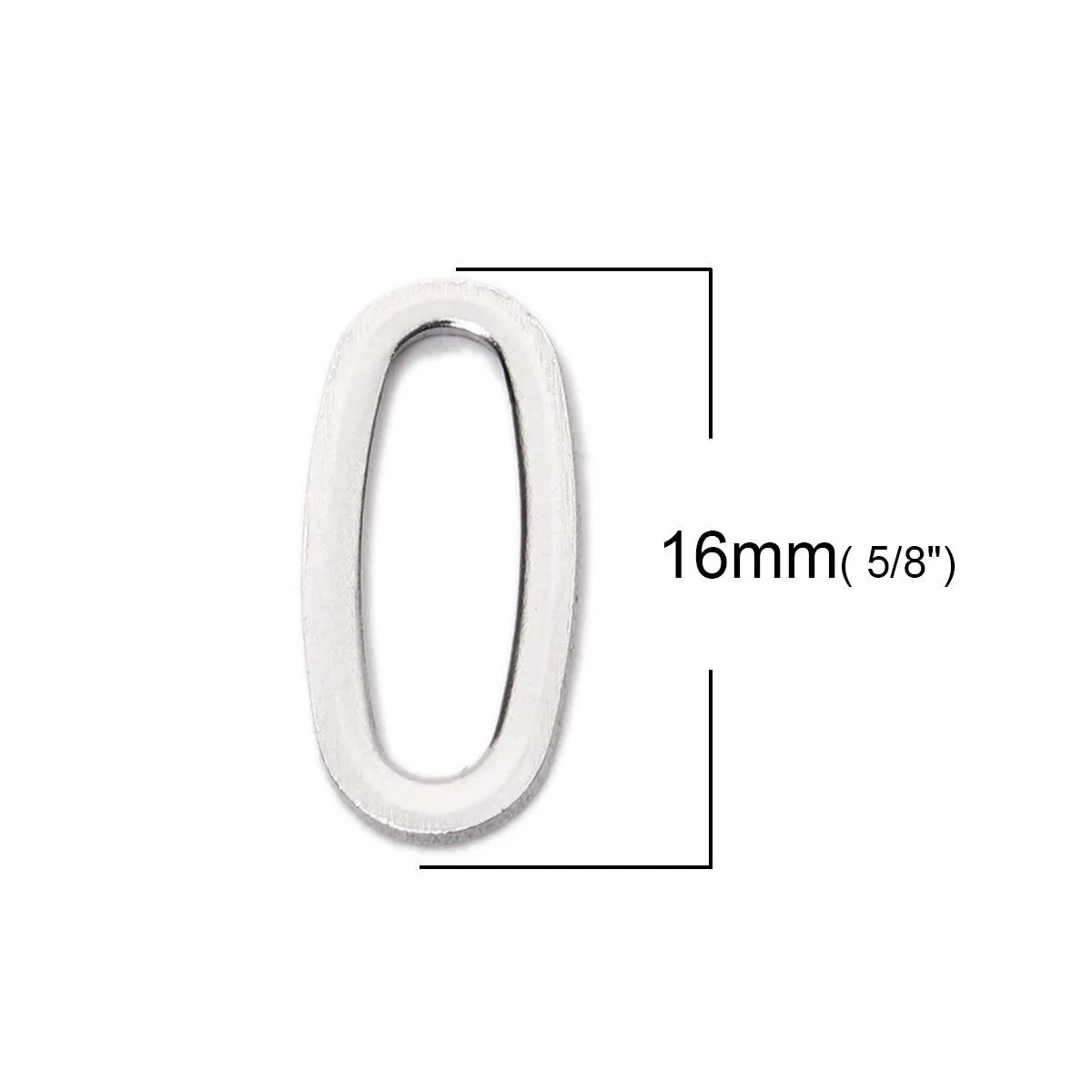 5 Hypoallergenic Silver Oval closed Jump Rings 16mm - Stainless Steel