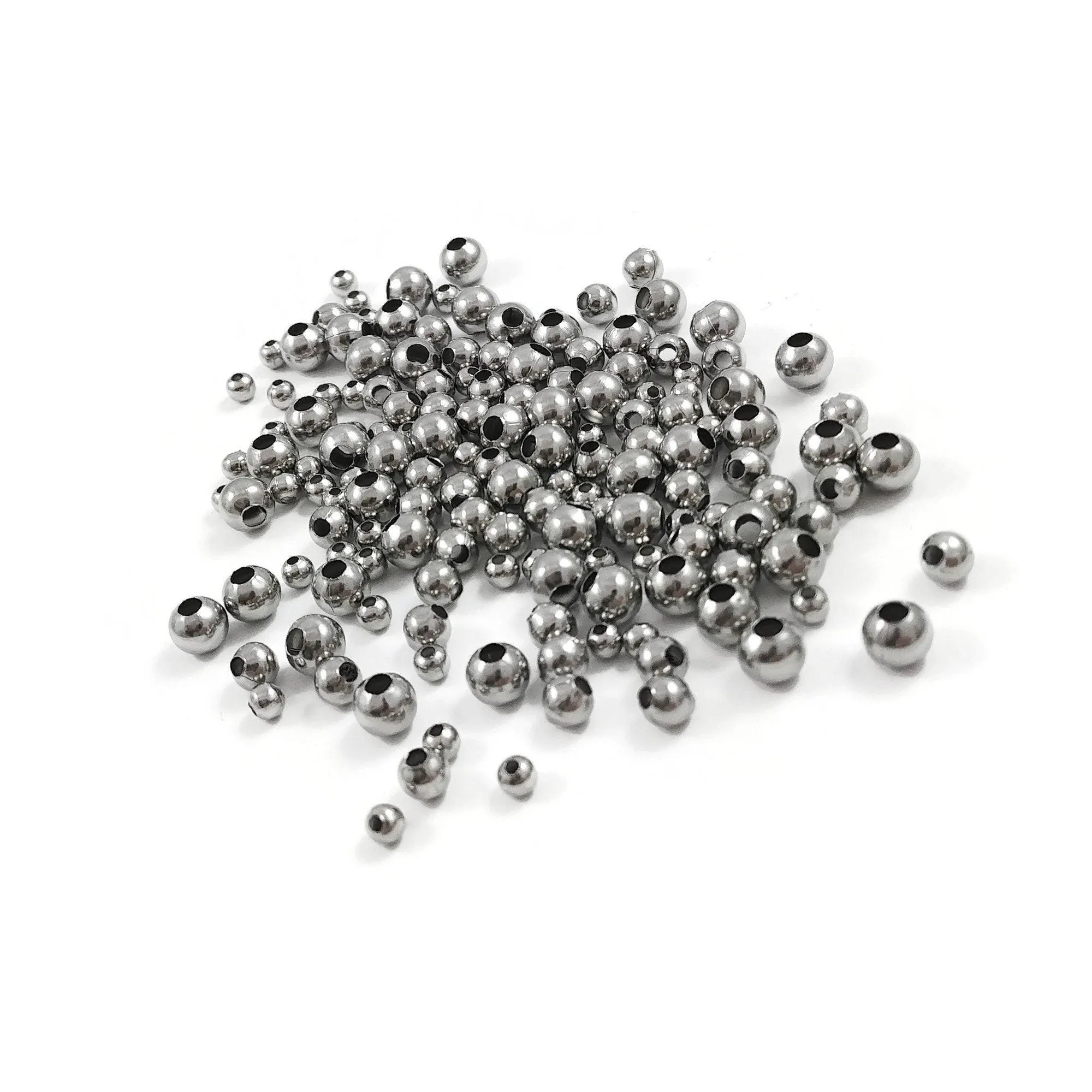 50 Round stainless steel spacer beads - 5 sizes available