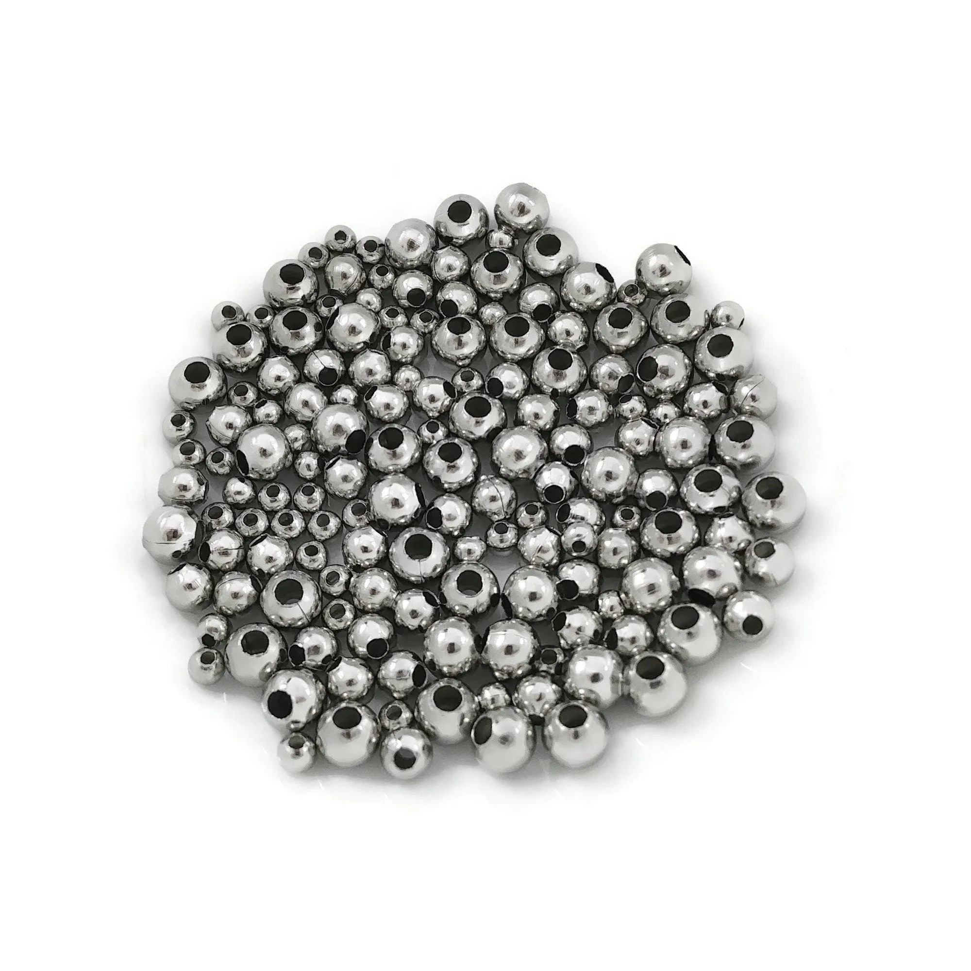 50 Round stainless steel spacer beads - 5 sizes available
