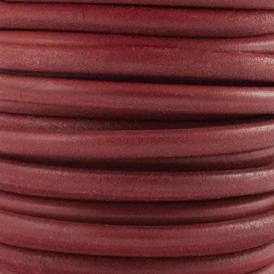 6mm Distressed Red Round Portuguese Leather Cord with Hole by the Foot