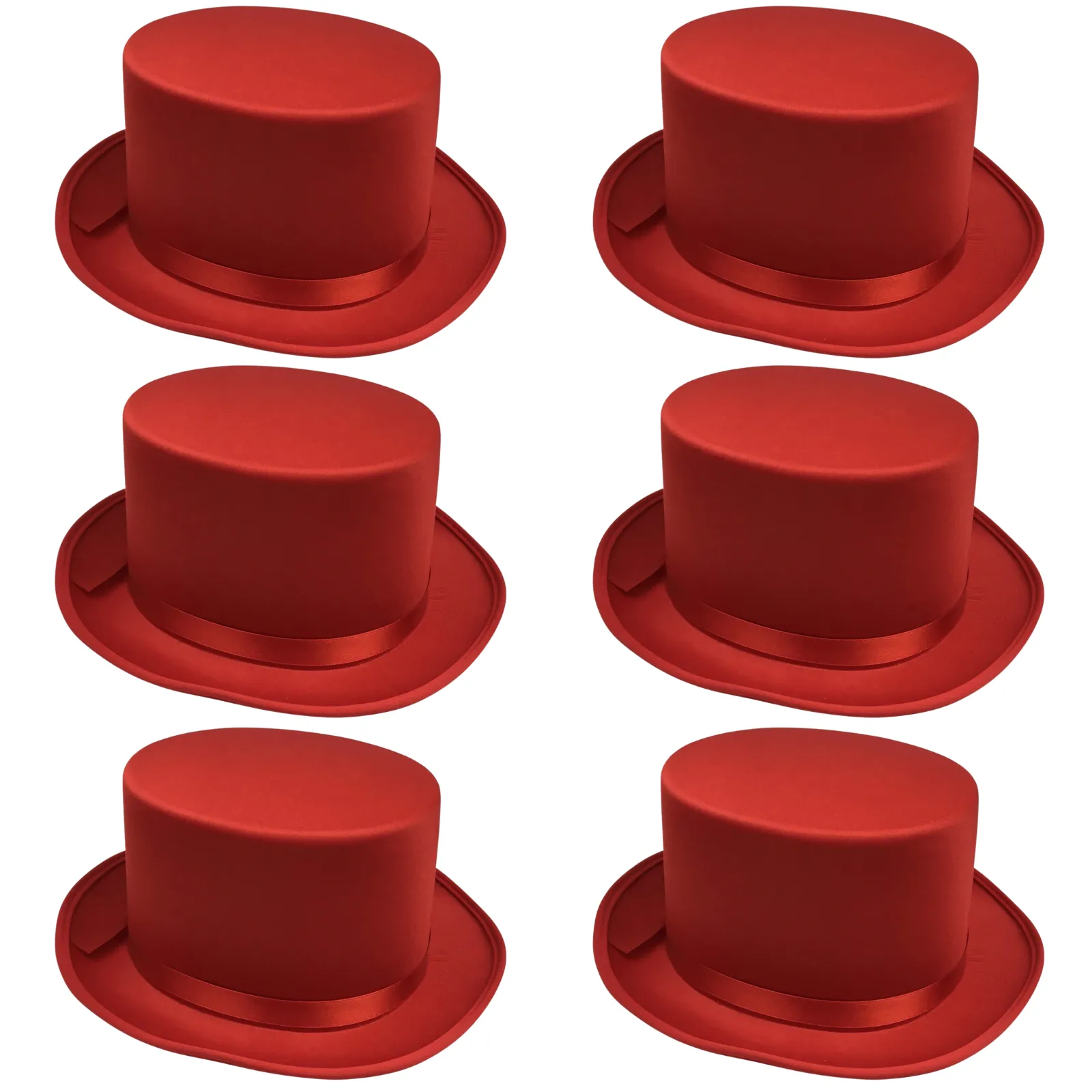 6x SATIN TOP HAT Costume Party Cap Fancy Dress Trilby Fedora One Size BULK