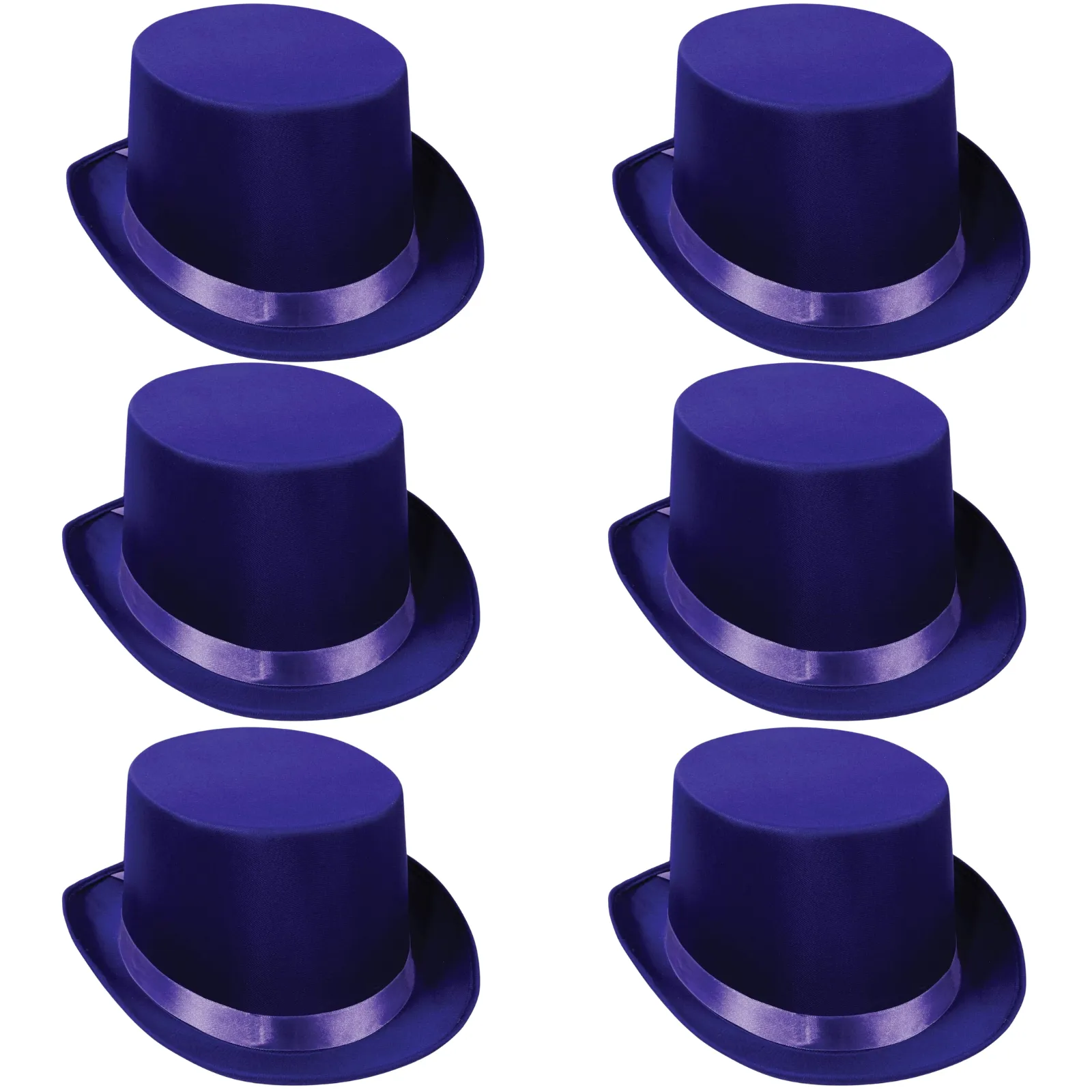 6x SATIN TOP HAT Costume Party Cap Fancy Dress Trilby Fedora One Size BULK