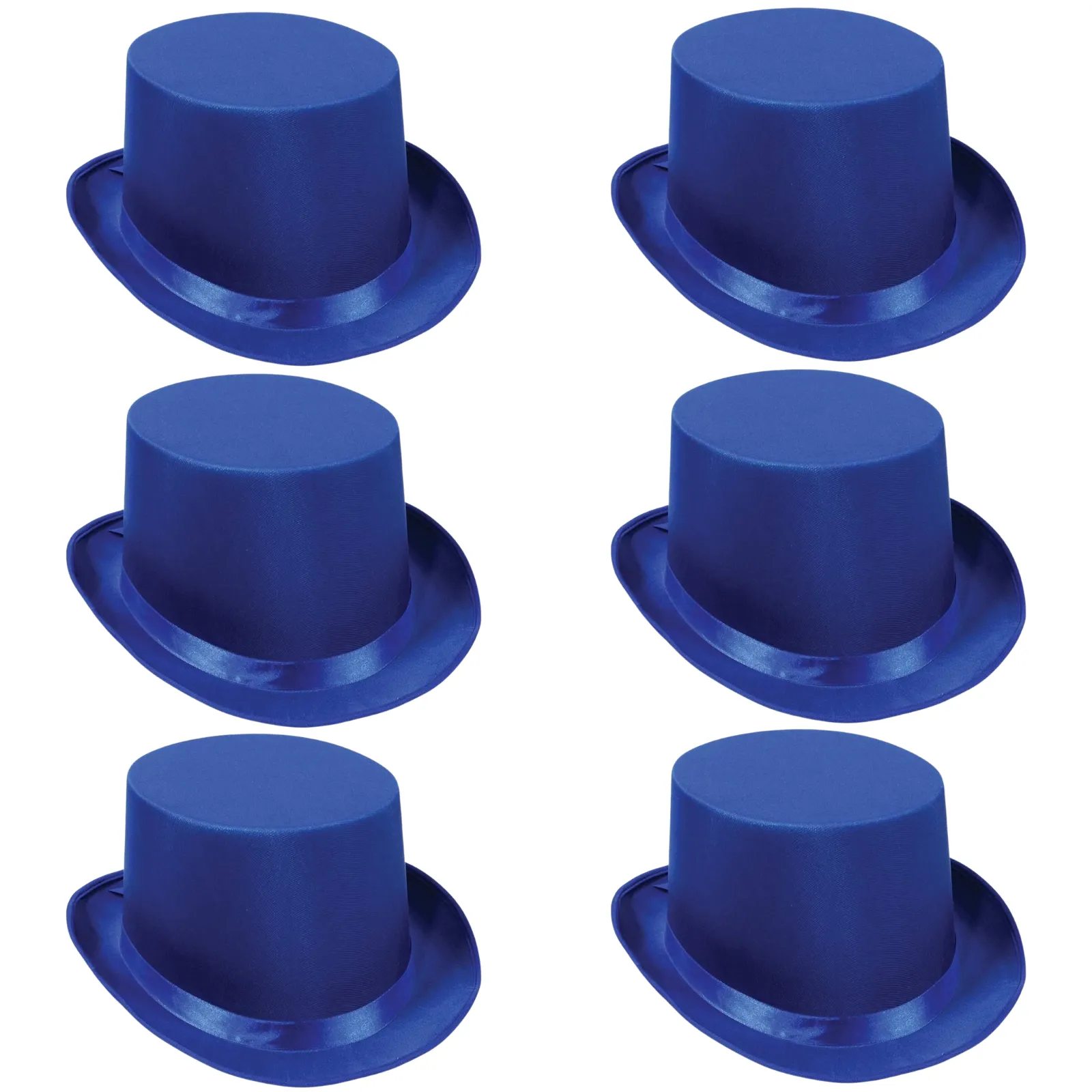 6x SATIN TOP HAT Costume Party Cap Fancy Dress Trilby Fedora One Size BULK