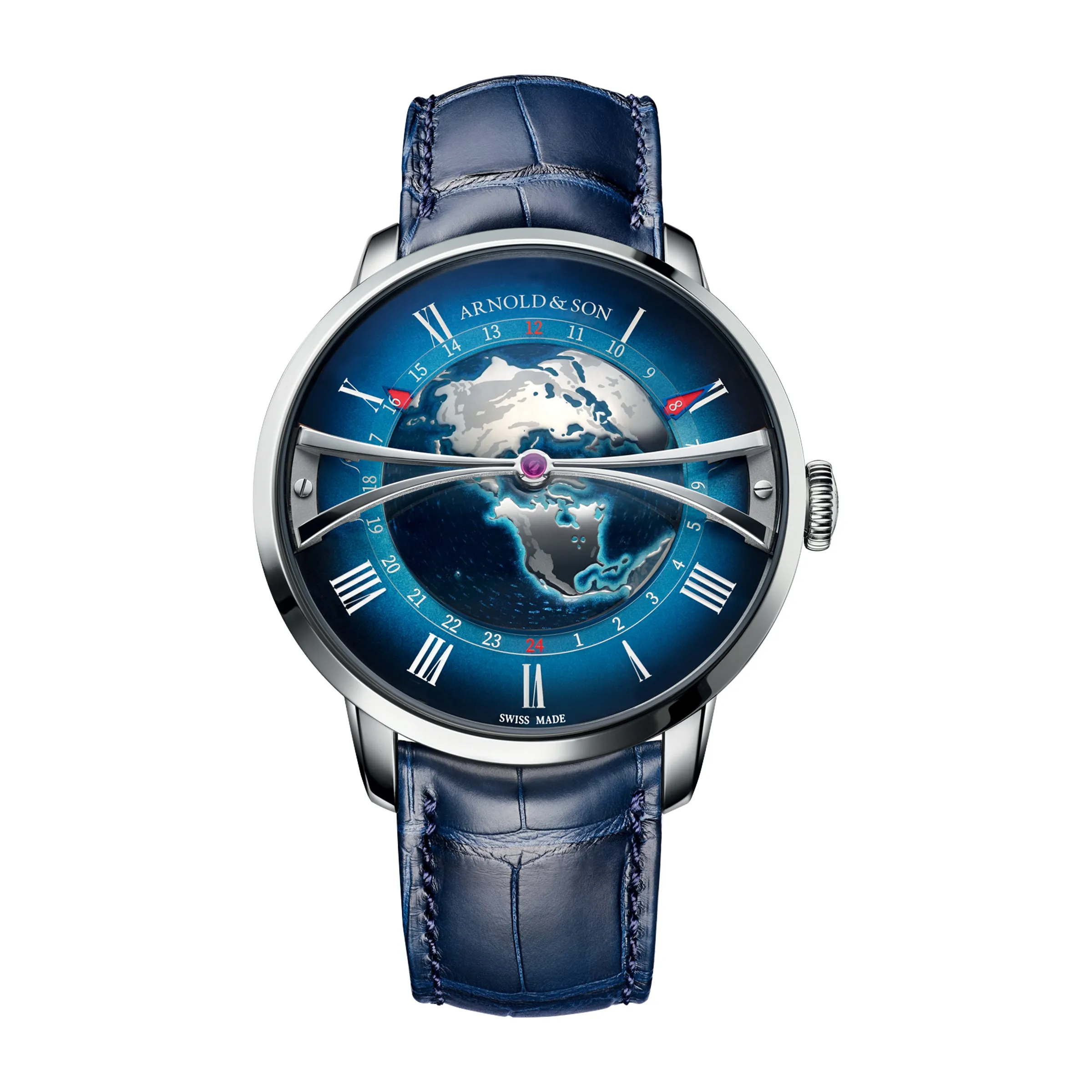 Arnold & Son Globetrotter Stainless Steel Watch