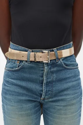 Beige Leather Panelled Belt