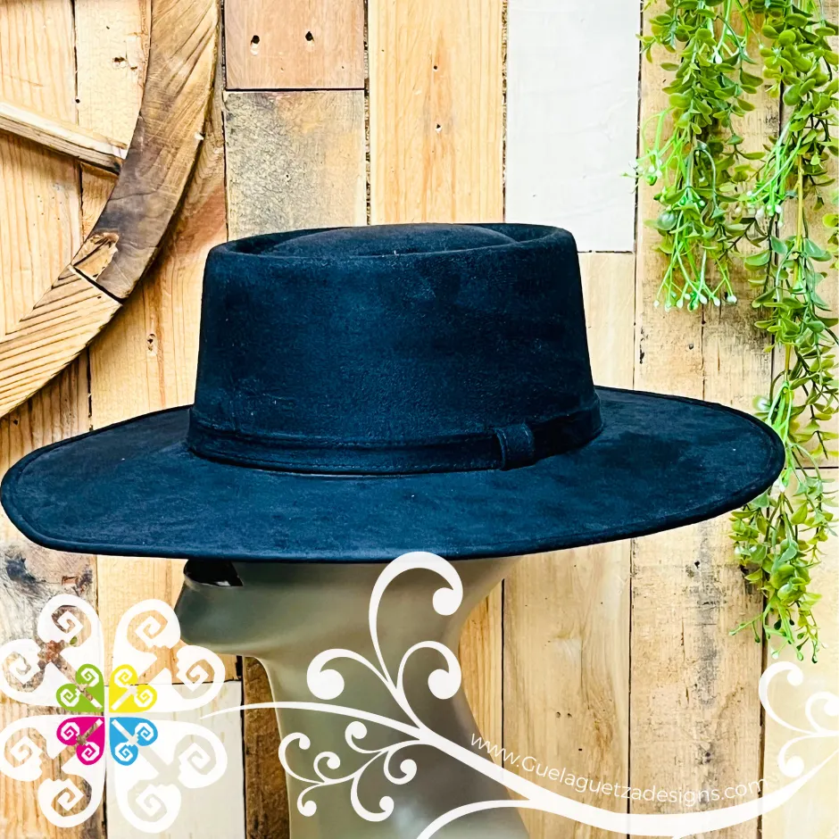 Black Oval Mitla Velvet Hat - Hand Painted Hat