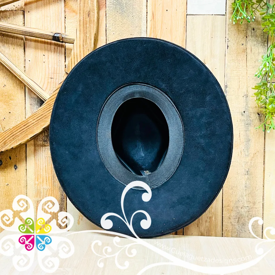 Black Rhombus Mitla Velvet Hat - Peek-a-Boo Hand Painted Hat