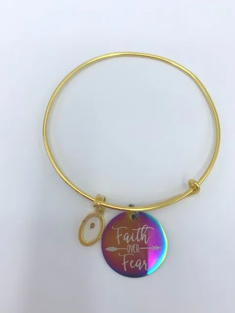 Christian Inspirational Stainless Steel Adjustable Bangle Bracelet