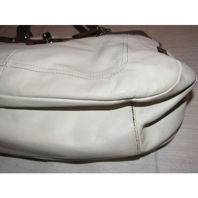 Coach Vintage Pursesdesigner Purses Ivory Buttery Soft Leather And Brown Snakeskin Embossed Leather