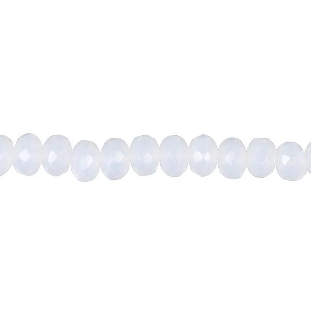 Czech Glass 3x5mm White Opaline Faceted Roundel Bead Strand by Raven's Journey