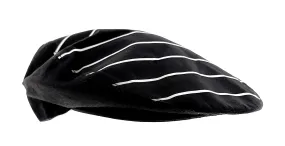 Dolce & Gabbana Men's Black Striped Flat Cap - Pure Cotton Ivy Newsboy Hat-58