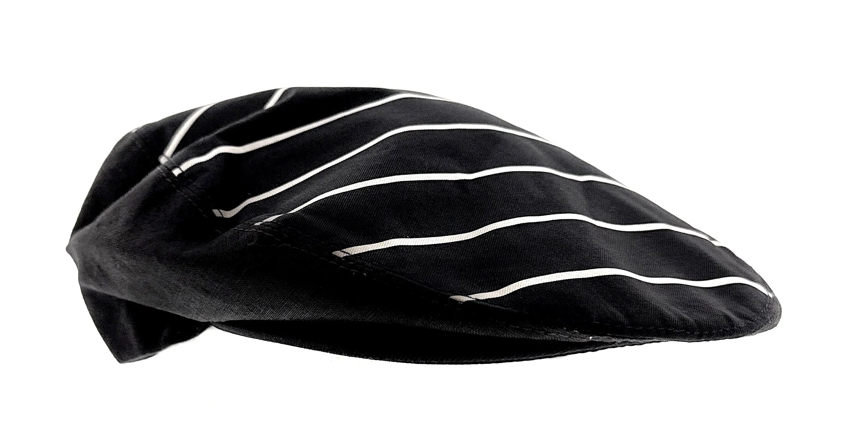 Dolce & Gabbana Men's Black Striped Flat Cap - Pure Cotton Ivy Newsboy Hat-58