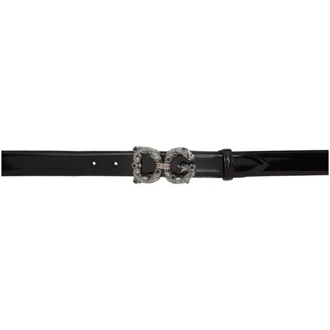 Dolce and Gabbana Black DG Amore Belt