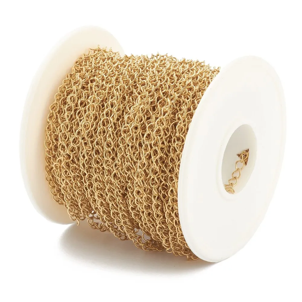 Gold stainless steel curb chain 3x4mm soldered