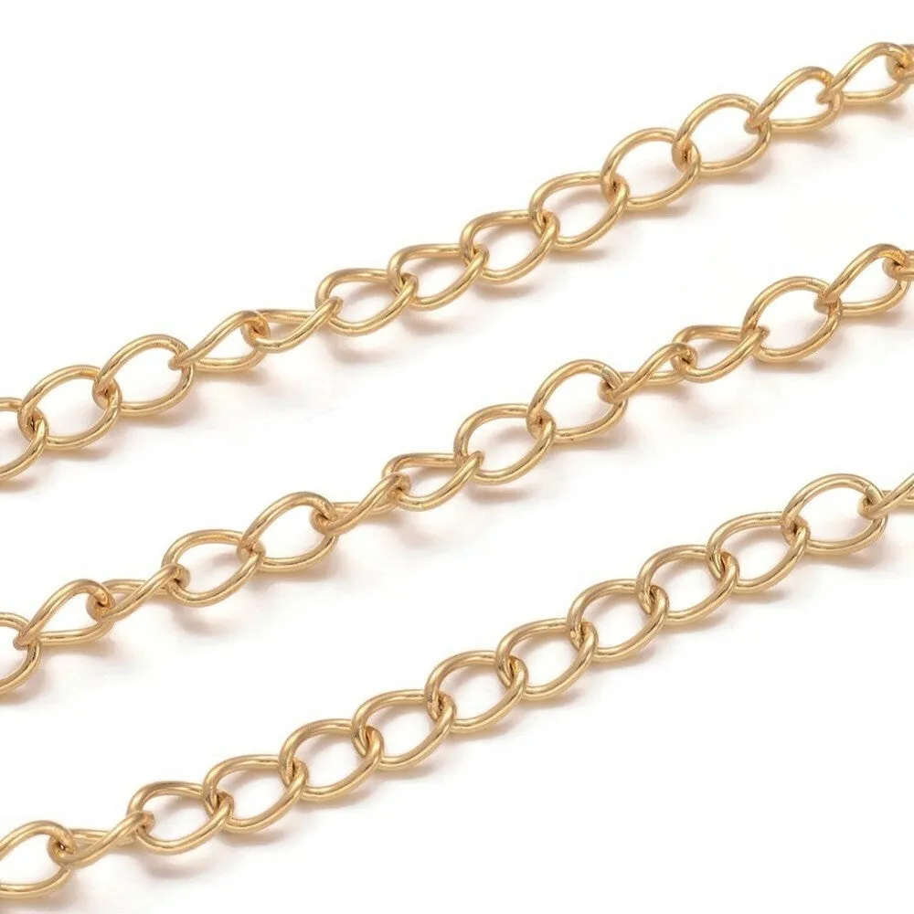 Gold stainless steel curb chain 3x4mm soldered