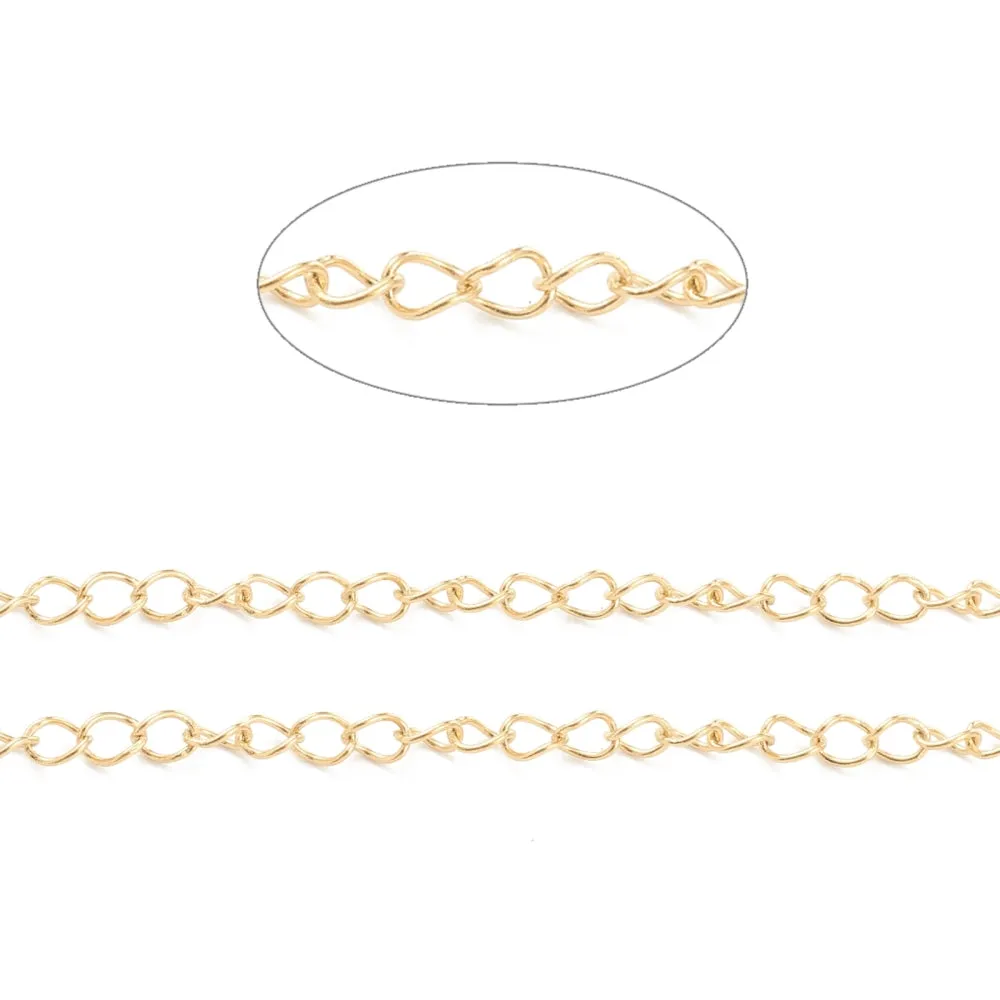 Gold stainless steel curb chain 3x4mm soldered