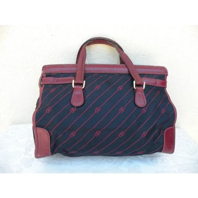 Gucci Anniversary Kelly Style Totesatchel Navyred Diagonal G Print Canvas And Leather Satchel
