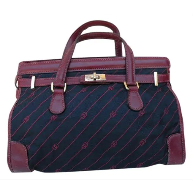 Gucci Anniversary Kelly Style Totesatchel Navyred Diagonal G Print Canvas And Leather Satchel