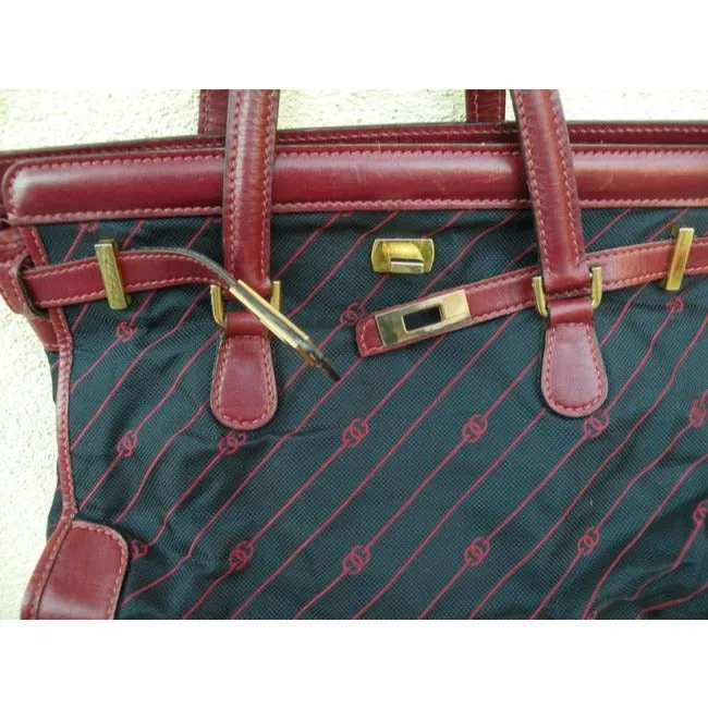 Gucci Anniversary Kelly Style Totesatchel Navyred Diagonal G Print Canvas And Leather Satchel