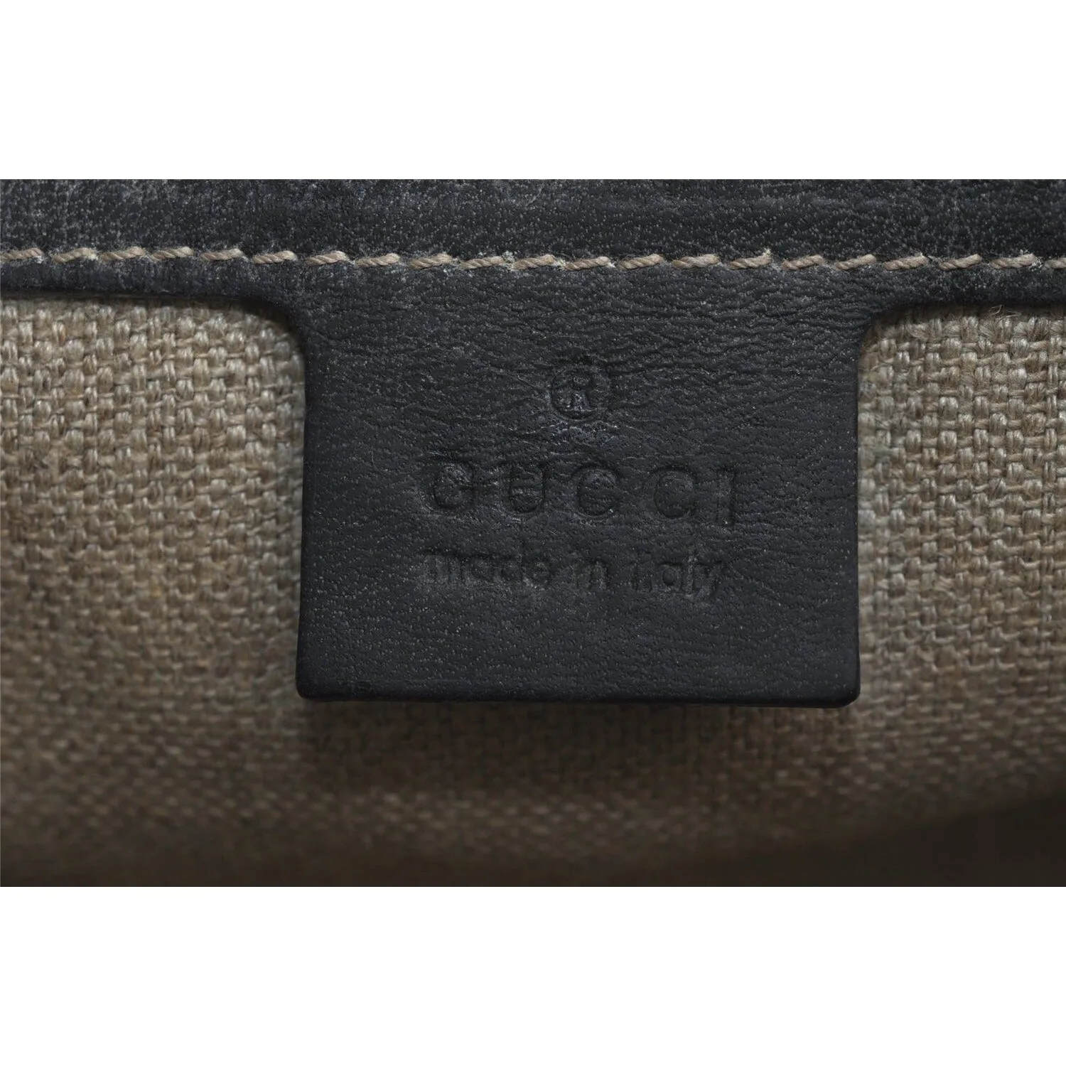 GUCCI black leather satchel w tonal stitching & rose gold accents