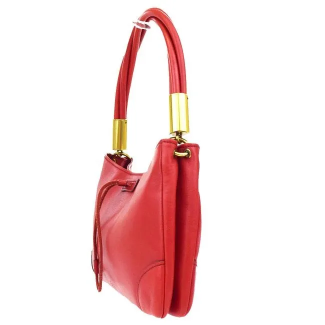 Gucci Vintage Pursesdesigner Purses Red Leather With Bold Gold Accents Satchel