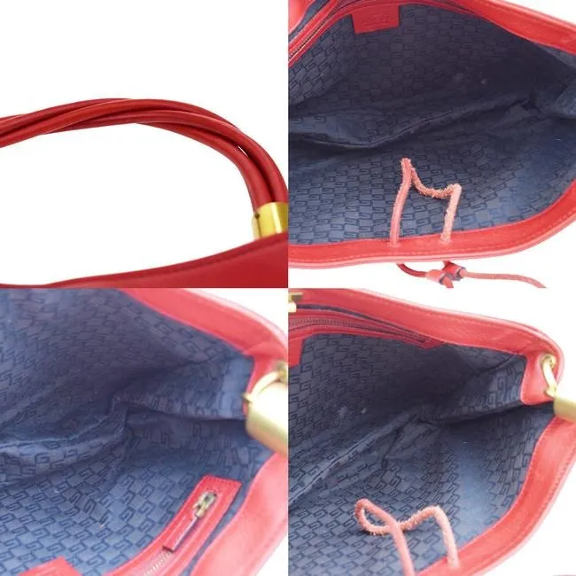 Gucci Vintage Pursesdesigner Purses Red Leather With Bold Gold Accents Satchel