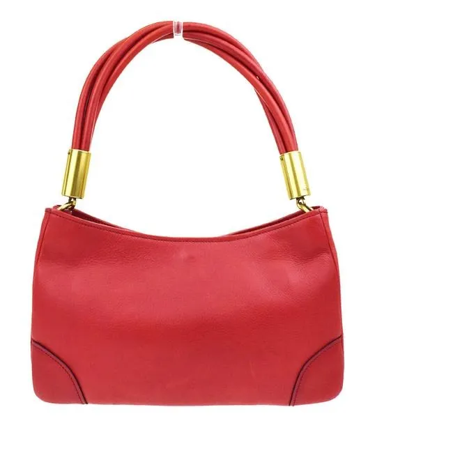 Gucci Vintage Pursesdesigner Purses Red Leather With Bold Gold Accents Satchel