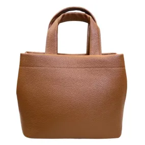 Italian Leather Mini Tote Bag in Dark Tan