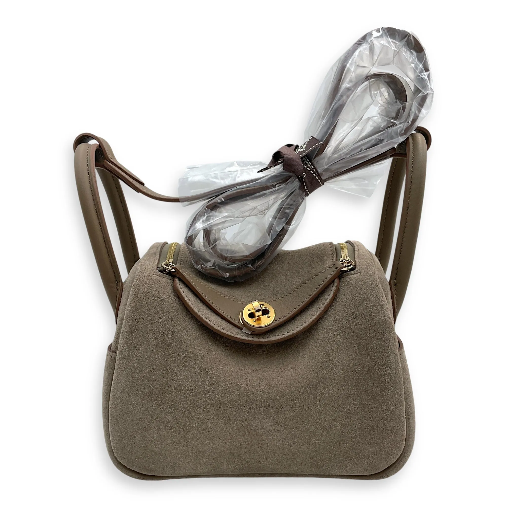 Lindy Mini Grid Caillou in Swift, Gold hardware