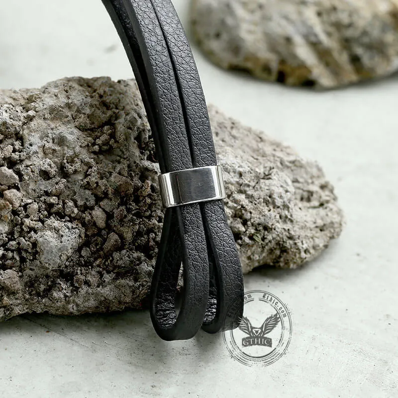 Lion Head Anchor Stainless Steel Leather Bracelet