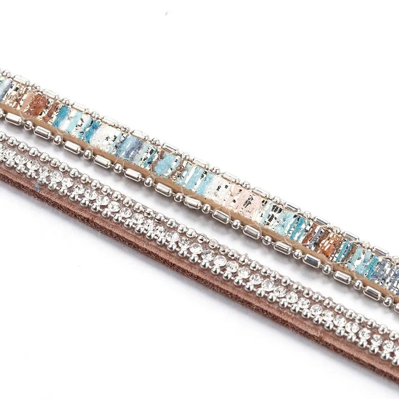 'Maali' Rhinestones Wrap Bracelet - colourful