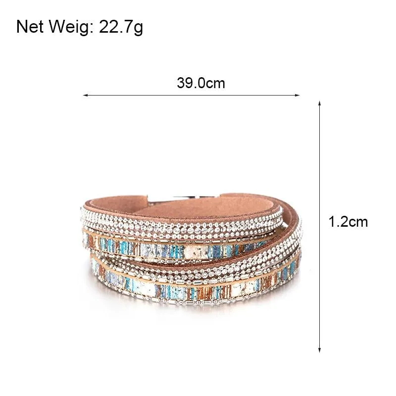 'Maali' Rhinestones Wrap Bracelet - colourful