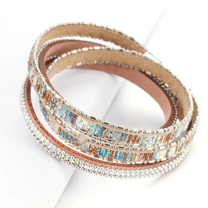'Maali' Rhinestones Wrap Bracelet - colourful