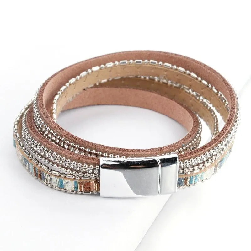 'Maali' Rhinestones Wrap Bracelet - colourful