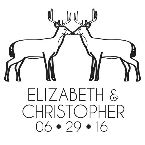 Personalized Woodland Deer Rubber Stamp