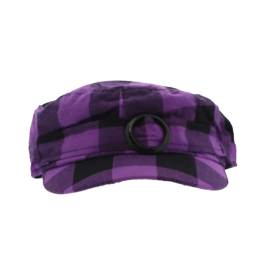 Plaid Hat with Buckle Newsboy Cap for Women