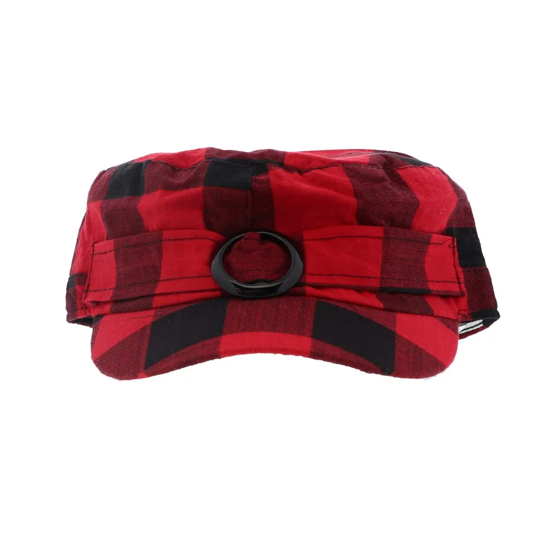 Plaid Hat with Buckle Newsboy Cap for Women