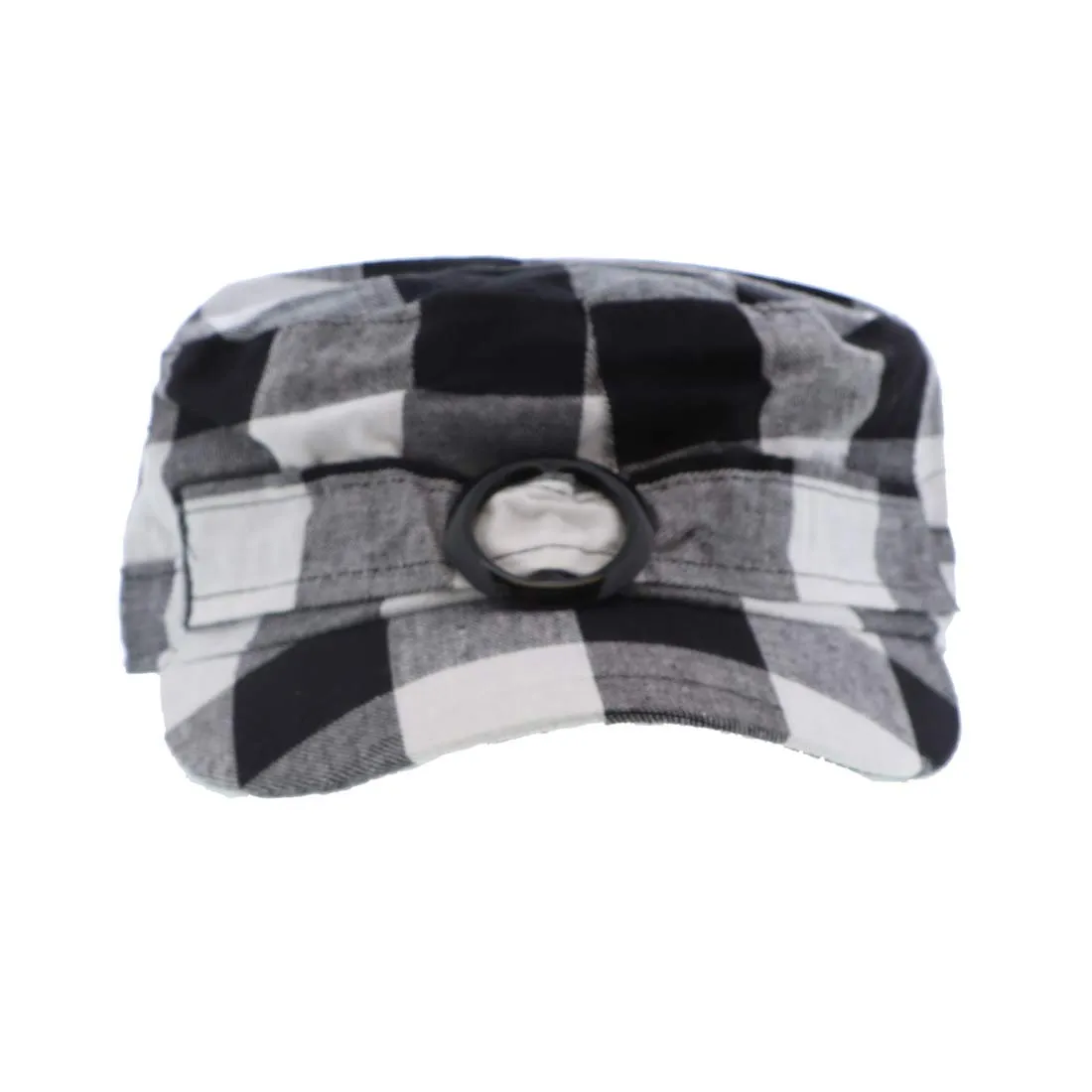 Plaid Hat with Buckle Newsboy Cap for Women