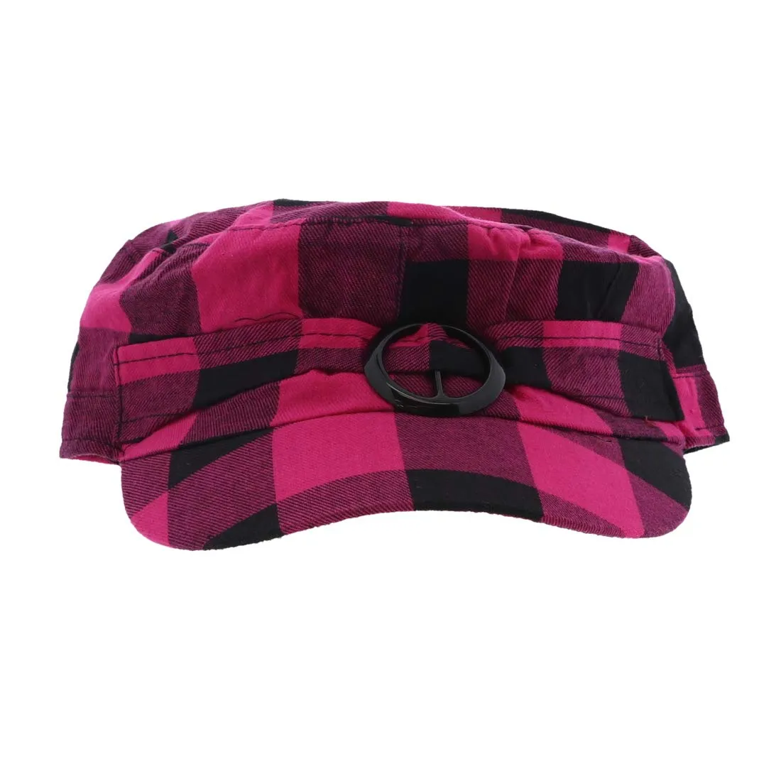 Plaid Hat with Buckle Newsboy Cap for Women