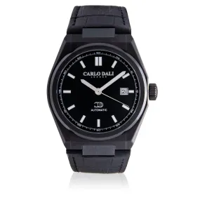 "1888 automatic" TOTAL BLACK LEATHER WATCH